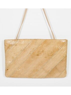 Ronay Genuine Leather Snakeskin Tan Vintage 60s 70s Handbag convertible clutch